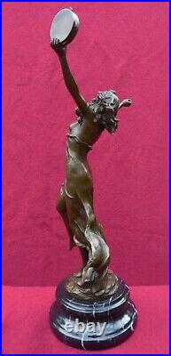Art Deco Bronze Figurine Sculpture Statue Tambourine Dancer Erotic Hot Cast
