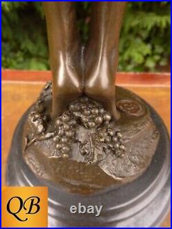 Art Deco Bronze Figurine Sculpture Statue Vine Nude Hot Cast Female Naked Figure