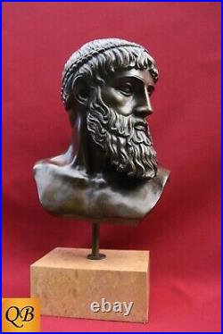 Art Deco Bronze Figurine Sculpture Statue Zeus Bust Greek God Mythology Figure