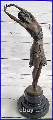 Art Deco Bronze Graceful Fifth Pose Ballet Dancer Girl Sculpture Statue Signed