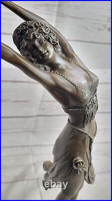 Art Deco Bronze Graceful Fifth Pose Ballet Dancer Girl Sculpture Statue Signed
