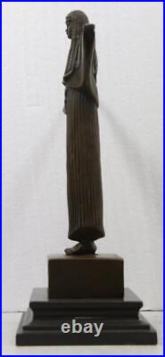 Art Deco Egyptian Revival Bronze Lady Sculpture 36cm High Marble Base