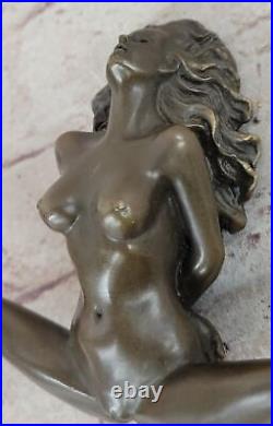 Art Deco Erotic Nude Girl Real Bronze Sculpture Hot Cast Figurine Figure