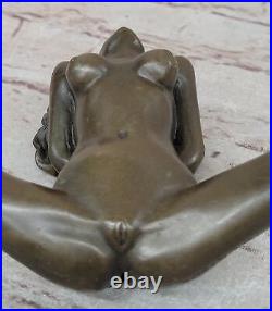 Art Deco Erotic Nude Girl Real Bronze Sculpture Hot Cast Figurine Figure