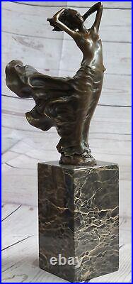 Art Deco Flapper Bronze Sculpture Statue Female Dancer Figurine 1920`s M. Lopez