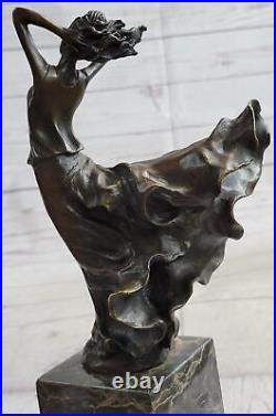 Art Deco Flapper Bronze Sculpture Statue Female Dancer Figurine 1920`s M. Lopez