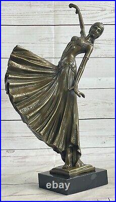 Art Deco Handmade Bronze Sculpture Statue Figurine Chiparus Flapper Dancer Girl