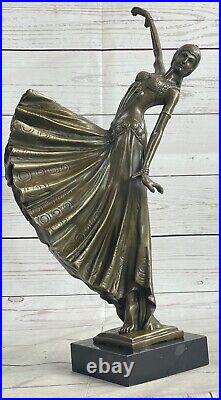 Art Deco Handmade Bronze Sculpture Statue Figurine Chiparus Flapper Dancer Girl