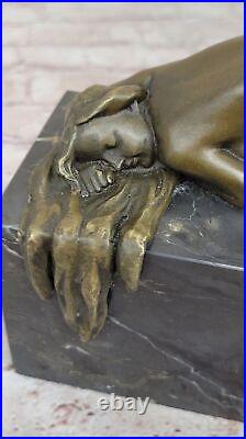 Art Deco Hot Cast by Lost Wax Nude Female Solid Bronze Sculpture deco