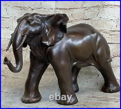 Art Deco Large Elephant African Wildlife Animal Bronze Sculpture Decor