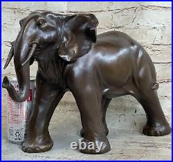 Art Deco Large Elephant African Wildlife Animal Bronze Sculpture Decor