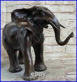 Art Deco Large Elephant African Wildlife Animal Bronze Sculpture Decor