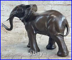 Art Deco Large Elephant African Wildlife Animal Bronze Sculpture Decor