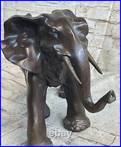 Art Deco Large Elephant African Wildlife Animal Bronze Sculpture Decor