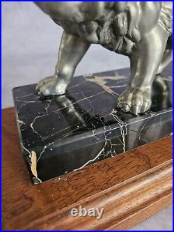 Art Deco Lion Statue on Marble Base Paperweight Desk Décor