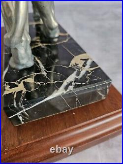 Art Deco Lion Statue on Marble Base Paperweight Desk Décor