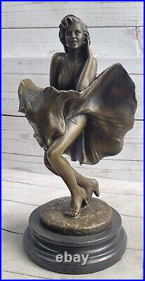 Art Deco Marble Bronze Sculpture Statue Figure Sexy Erotic Marilyn Monroe