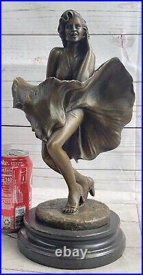 Art Deco Marble Bronze Sculpture Statue Figure Sexy Erotic Marilyn Monroe