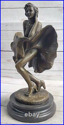 Art Deco Marble Bronze Sculpture Statue Figure Sexy Erotic Marilyn Monroe