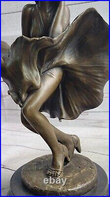 Art Deco Marble Bronze Sculpture Statue Figure Sexy Erotic Marilyn Monroe