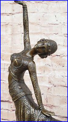 Art Deco Nouveau Dancer Signed Chiparus 100% Pure Bronze Statue Artwork