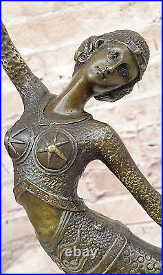 Art Deco Nouveau Dancer Signed Chiparus 100% Pure Bronze Statue Artwork