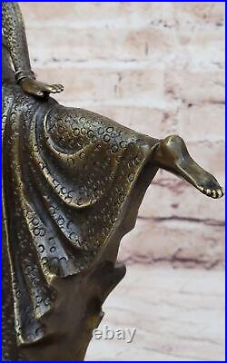 Art Deco Nouveau Dancer Signed Chiparus 100% Pure Bronze Statue Artwork