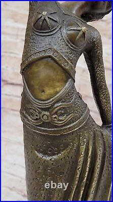 Art Deco Nouveau Dancer Signed Chiparus 100% Pure Bronze Statue Artwork