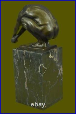 Art Deco Nude Male Diver Bronze Sculpture Marble Base Figurine Figure Home GIFT