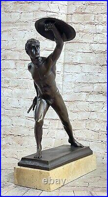 Art Deco Nude Male Warrior Bronze Sculpture Home Office Decoration Statue Figure