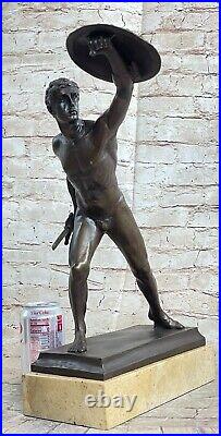 Art Deco Nude Male Warrior Bronze Sculpture Home Office Decoration Statue Figure