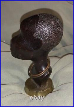 Art Deco Period Karl Hagenauer Tribal Nubian Bust Ebony Wood & Bronze