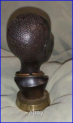 Art Deco Period Karl Hagenauer Tribal Nubian Bust Ebony Wood & Bronze