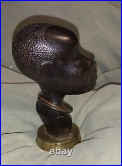 Art Deco Period Karl Hagenauer Tribal Nubian Bust Ebony Wood & Bronze