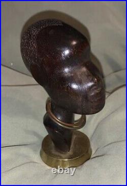 Art Deco Period Karl Hagenauer Tribal Nubian Bust Ebony Wood & Bronze