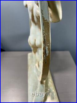 Art Deco Plaster Woman In Ring Statue