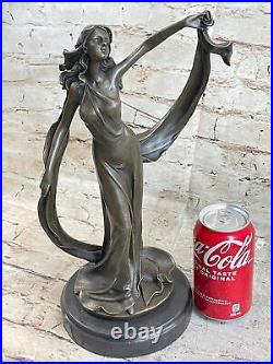 Art Deco Ribbon Dancer Girl by J. Kassin Bronze Sculpture Statue Figure Marble