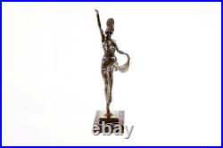 Art Deco Sculpture Revue Dancer Signed Genuine Solid Bronze Statue Figuine