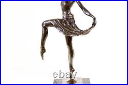 Art Deco Sculpture Revue Dancer Signed Genuine Solid Bronze Statue Figuine