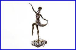 Art Deco Sculpture Revue Dancer Signed Genuine Solid Bronze Statue Figuine