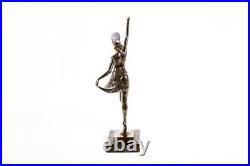 Art Deco Sculpture Revue Dancer Signed Genuine Solid Bronze Statue Figuine