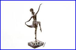 Art Deco Sculpture Revue Dancer Signed Genuine Solid Bronze Statue Figuine