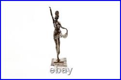 Art Deco Sculpture Revue Dancer Signed Genuine Solid Bronze Statue Figuine