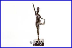 Art Deco Sculpture Revue Dancer Signed Genuine Solid Bronze Statue Figuine