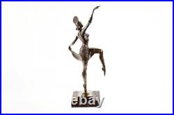 Art Deco Sculpture Revue Dancer Signed Genuine Solid Bronze Statue Figuine