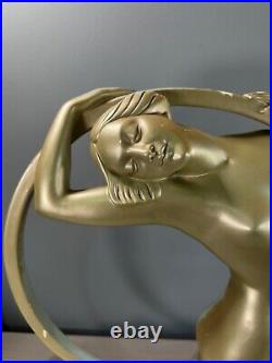 Art Deco Statue Plaster Woman In Ring Statue