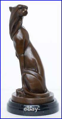 Art Deco Stylised Bronze Sculpture of a Seated Panther 31cm High