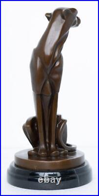 Art Deco Stylised Bronze Sculpture of a Seated Panther 31cm High