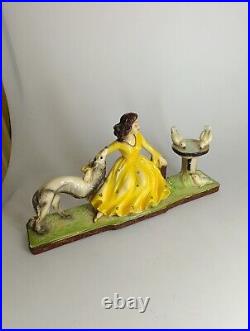 Art Deco figure sculpture woman dog MERLINI 546 Art Nouveau 20s