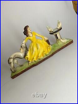 Art Deco figure sculpture woman dog MERLINI 546 Art Nouveau 20s